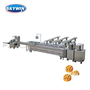 M&aacute;quina empacadora de galletas de dos carriles Skywin 3+2 con m&aacute;quina empacadora de flujo