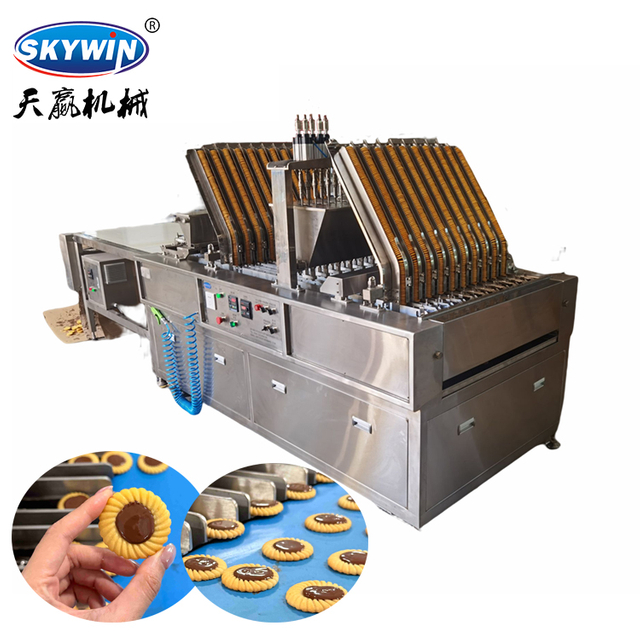 M&aacute;quina autom&aacute;tica para fazer biscoitos sandu&iacute;che - Linha de produ&ccedil;&atilde;o de biscoitos para torta com recheio de chocolate